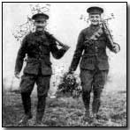 British soldiers bringing in Christmas holly