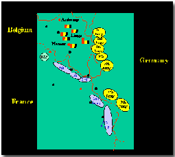The French massed men to recapture Alsace and Lorraine (1st and 2nd Armies); the Germans placed five Armies to move swiftly through Belgium. The six Belgian divisions lay in their path.