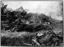 Wreckage of Zeppelin L-44 and the body of its commander