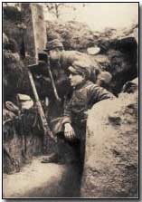 French soldiers in Alsace using a trench periscope