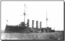HMS Good Hope, flagship of Admiral Craddock, sunk with all hands, Coronel, Nov 1914