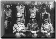 British surrender in Kut to Khalil Pasha, 1916: Front row: Colonel Parr, General Townshend, Khalil Pasha.  Back row: Naum Bay, Captain W E T Morland, Naum Hava, Faud Bey.