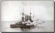 German battleship firing a broadside