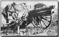 German field piece hit by Canadian shellfire