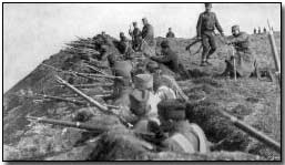 Serbian troops entrenched on the Danube