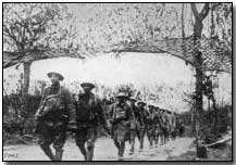 US troops moving toward the front in the Argonne