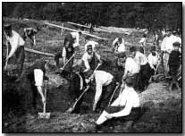 Belgian soldiers digging trenches