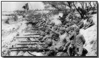 Italian troops entrenched along the Isonzo