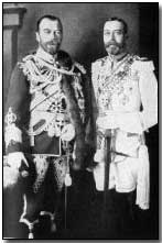 Demposed Tsar Nicholas II (right) with Britain's King George V